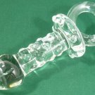 NEW Glass Massager-6 1/2" Spinning Butt Plug with Ring Handle, Clear Beads G-041