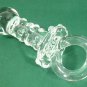 NEW Glass Massager-6 1/2" Spinning Butt Plug with Ring Handle, Clear Beads G-041