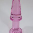 NEW Glass Massager-5" Straight Dildo Dong Anal Plug with Base, Pink  G-004