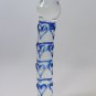 NEW Glass Massager-7 1/4" Curved Dildo Dong Anal Plug, Blue Heart Engraved G-067