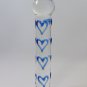 NEW Glass Massager-7 1/4" Curved Dildo Dong Anal Plug, Blue Heart Engraved G-067