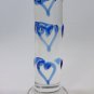 NEW Glass Massager-7 1/4" Curved Dildo Dong Anal Plug, Blue Heart Engraved G-067
