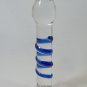 NEW Glass Massager-6.75" Straight Dildo Dong Anal Plug, Blue Spiral on Clear Shaft G-037