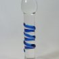 NEW Glass Massager-6.75" Straight Dildo Dong Anal Plug, Blue Spiral on Clear Shaft G-037