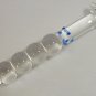 NEW Glass Massager-7" Straight Dildo Dong Anal Plug, 4 bumps, Blue Beads G-038