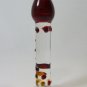 NEW Glass Massager-6 3/4" Straight Dildo Dong Anal Plug W/Base, Red Head & Beads G-039