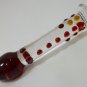 NEW Glass Massager-6 3/4" Straight Dildo Dong Anal Plug W/Base, Red Head & Beads G-039