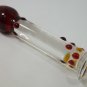 NEW Glass Massager-6 3/4" Straight Dildo Dong Anal Plug W/Base, Red Head & Beads G-039