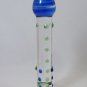 NEW Glass Massager-6 3/4" Straight Dildo Dong Anal Plug W/Base, Blue Head & Beads G-040