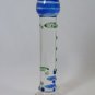 NEW Glass Massager-6 3/4" Straight Dildo Dong Anal Plug W/Base, Blue Head & Beads G-040