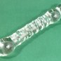 NEW Glass Massager-7 3/4" Curved Dildo Anal Plug, Engraved Spiral & Beads, Dbl Heads, Clear G-042