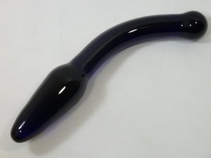 NEW Glass Massager- 7.5" Curve Dildo Dong Anal Plug, G-Spot, Dark Blue G-045