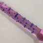 NEW Glass Massager-8" Straight Dildo Dong Anal Plug, Pink Dong, Blue Beads G-046