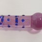 NEW Glass Massager-8" Straight Dildo Dong Anal Plug, Pink Dong, Blue Beads G-046