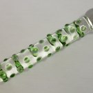 NEW Glass Massager-8" Straight Dildo Dong Anal Plug, Clear Dong, Green Beads G-047