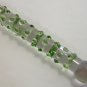 NEW Glass Massager-8" Straight Dildo Dong Anal Plug, Clear Dong, Green Beads G-047