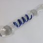 NEW Glass Massager-9" Straight Slim Wand Dildo Dong with Handle, Blue Spiral G-049