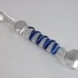 NEW Glass Massager-9" Straight Slim Wand Dildo Dong with Handle, Blue Spiral G-049