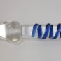NEW Glass Massager-9" Straight Slim Wand Dildo Dong with Handle, Blue Spiral G-049