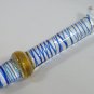 NEW Glass Massager-7" Straight Dildo Dong Anal Plug, Torpedo Head, Blue Tan Swirls G-053
