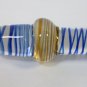 NEW Glass Massager-7" Straight Dildo Dong Anal Plug, Torpedo Head, Blue Tan Swirls G-053