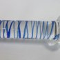 NEW Glass Massager-7" Straight Dildo Dong Anal Plug, Torpedo Head, Blue Tan Swirls G-053