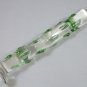 NEW Glass Massager-8" Straight Dildo Dong Anal Plug, Green Rain Drops G-056