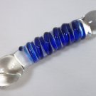 NEW Glass Massager-6 3/4" Curved Dildo Dong Anal Plug, G-Spot, Blue Spiral Engraved G-058