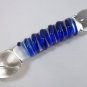 NEW Glass Massager-6 3/4" Curved Dildo Dong Anal Plug, G-Spot, Blue Spiral Engraved G-058
