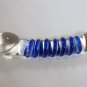 NEW Glass Massager-6 3/4" Curved Dildo Dong Anal Plug, G-Spot, Blue Spiral Engraved G-058