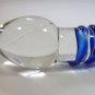 NEW Glass Massager-6 3/4" Curved Dildo Dong Anal Plug, G-Spot, Blue Spiral Engraved G-058