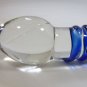 NEW Glass Massager-6 3/4" Curved Dildo Dong Anal Plug, G-Spot, Blue Spiral Engraved G-058
