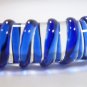 NEW Glass Massager-6 3/4" Curved Dildo Dong Anal Plug, G-Spot, Blue Spiral Engraved G-058