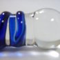 NEW Glass Massager-6 3/4" Curved Dildo Dong Anal Plug, G-Spot, Blue Spiral Engraved G-058