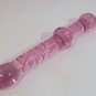 NEW Glass Massager-8 1/2" Straight Pink Wand Dildo Dong With Handle, Floral Engrave G-061