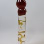 NEW Glass Massager- 6 1/4" Dildo Dong Anal Plug, Amber Curved Head, Gold Snake Engrave G-062