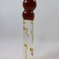 NEW Glass Massager- 6 1/4" Dildo Dong Anal Plug, Amber Curved Head, Gold Snake Engrave G-062
