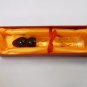 NEW Glass Massager- 6 1/4" Dildo Dong Anal Plug, Amber Curved Head, Gold Snake Engrave G-062