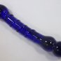 NEW Glass Massager-8" Curved Dildo Dong Anal Plug, Dark Blue Spiral G-063