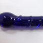 NEW Glass Massager-8" Curved Dildo Dong Anal Plug, Dark Blue Spiral G-063