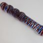 NEW Glass Massager-8" Curved Wand Dildo Dong w/Handle, Red Blue Spiral Imprint G-065