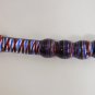 NEW Glass Massager-8" Curved Wand Dildo Dong w/Handle, Red Blue Spiral Imprint G-065