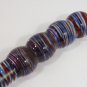 NEW Glass Massager-8" Curved Wand Dildo Dong w/Handle, Red Blue Spiral Imprint G-065