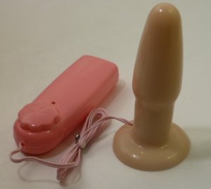 NEW 4" MULTIPLE SPEED VIBRATING ANAL BUTT PLUG WITH SUCTION CUP BASE, FLESH GFF-1008S