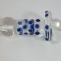 NEW GLASS MASSAGER - 5 3/4" SPINNING ANAL BUTT PLUG, BLUE BEADS G-031