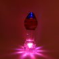 NEW GLASS MASSAGER 4 3/4" LED LIGHT ANAL BUTT PLUG AMBER BLUE HEAD 009