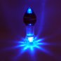 NEW GLASS MASSAGER 4 3/4" LED LIGHT ANAL BUTT PLUG AMBER BLUE HEAD 009
