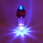 NEW GLASS MASSAGER 4 3/4" LED LIGHT ANAL BUTT PLUG AMBER BLUE HEAD 009
