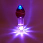 NEW GLASS MASSAGER 4 3/4" LED LIGHT ANAL BUTT PLUG AMBER BLUE HEAD 009