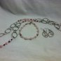 Necklace, Bracelet, and Earring Set Pearls and Chains